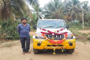 Farmer Kempegowda with Bolero 