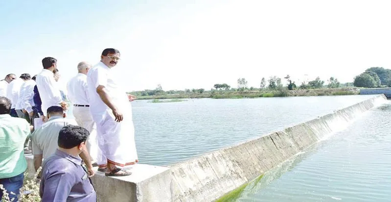 Minister Niranjan Reddy Checking Dam